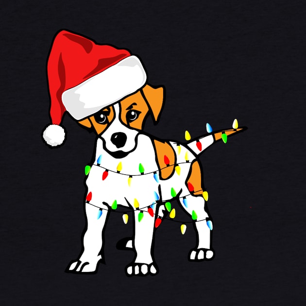 Santa Jack Russel Christmas Lights Dog Lover Christmas Gift T-Shirt by Bezra